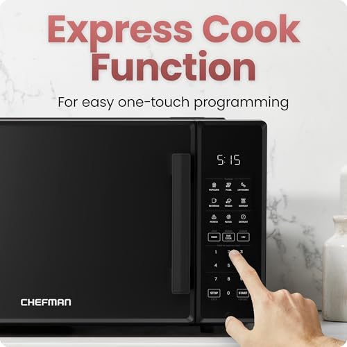 Chefman Countertop Microwave Oven 1.1 Cu. Ft., 1000 Watts with 10 Power Levels, 6 Cooking Presets with One-Touch Express Cook, Eco Mode, Child Safety Lock, & Mute Button - Black - Image 6