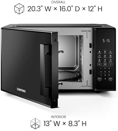 Chefman Countertop Microwave Oven 1.1 Cu. Ft., 1000 Watts with 10 Power Levels, 6 Cooking Presets with One-Touch Express Cook, Eco Mode, Child Safety Lock, & Mute Button - Black - Image 8