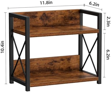 Giikin Countertop Shelf Organizer, 2 Tier Kitchen Spice Rack for Countertop, Wood Coffee Counter Shelf Organizer for Home (Brown, S) - Image 7