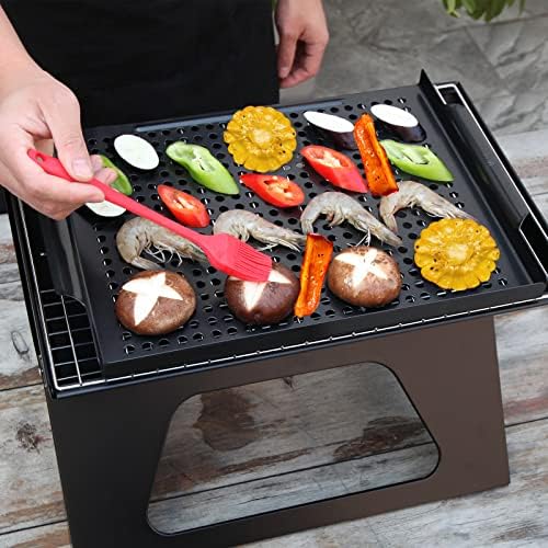 MEHE Vegetable Grill Basket,Nonstick Grill Pan 14.6 "x11.4 Thicken Grilling Topper BBQ Accessory for Grilling Veggie, Fish, Shrimp, Meat, Camping Cookware (No Hand) - Image 4