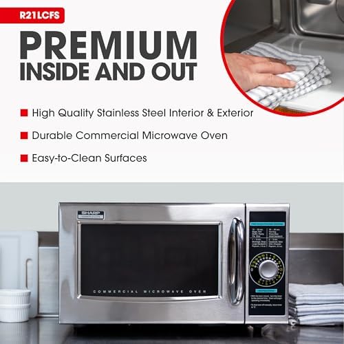 Sharp R-21LCFS Medium-Duty Commercial Microwave Oven with Dial Timer, Stainless Steel, 1000-Watts, 120-Volts - Image 3
