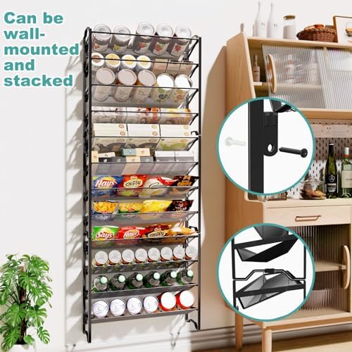 Simple Trending 2 Pack 4 Tier Spice Rack Organizer,Stackable Kitchen Counter Shelves,for Cabinet,Countertop,Pantry, Door or Wall Mount, Metal Mesh,Jars not Included, Black - Image 4